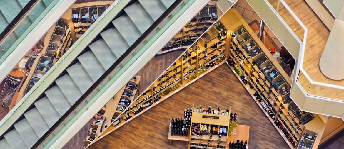 Aerial image of a liquor store representing RPA for retail